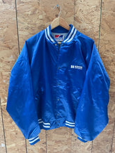 Vintage 80s Swingster XL Blue Satin Koch Refining Chore Workwear Jacket size XL